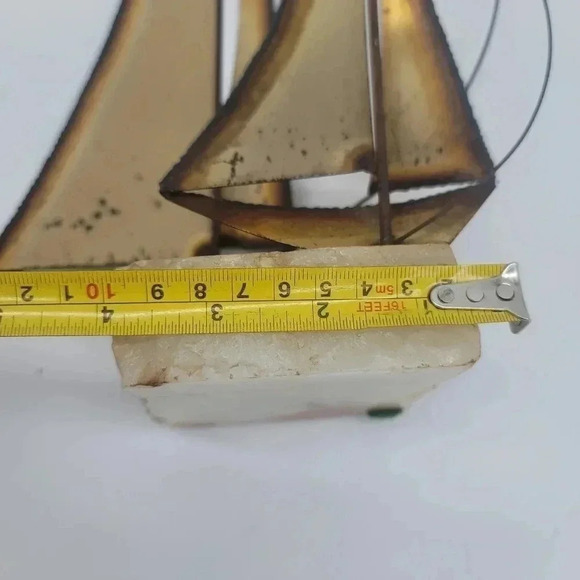 VTG Brass Sailboat Metal Sculpture MCM Nautical Statue Signed Mario Jason - Picture 9 of 11